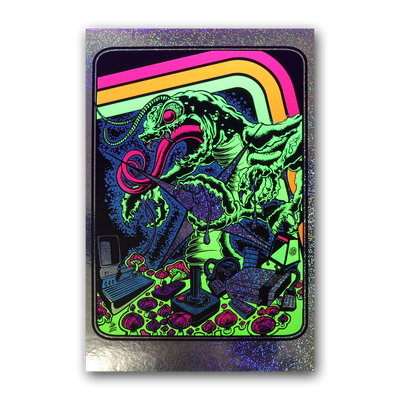 Centipede Attack Metallic Foil Blacklight Micro Poster