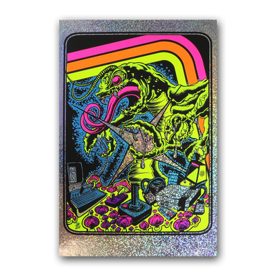 Centipede Attack Metallic Foil Blacklight Micro Poster