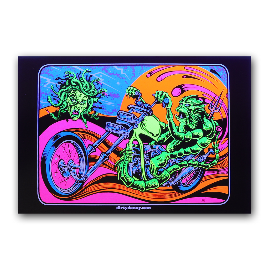Biker Bug Blacklight Micro Poster