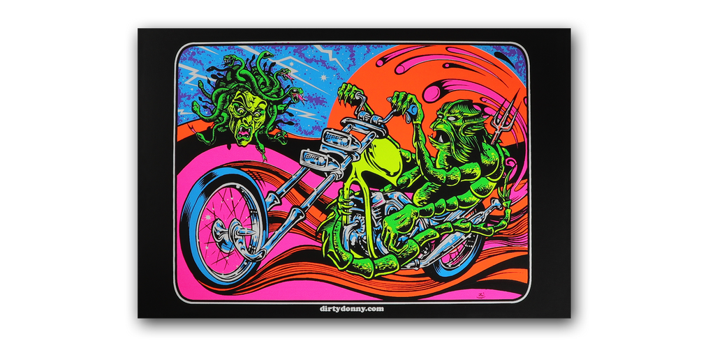 Biker Bug Blacklight Micro Poster