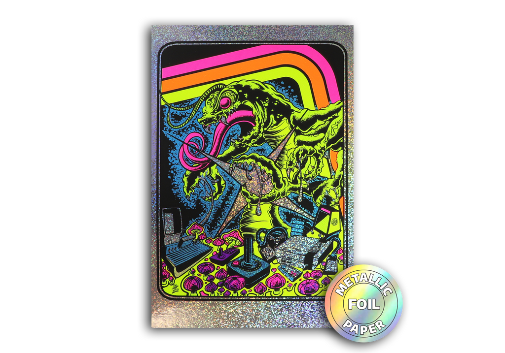 Centipede Attack Metallic Foil Blacklight Micro Poster