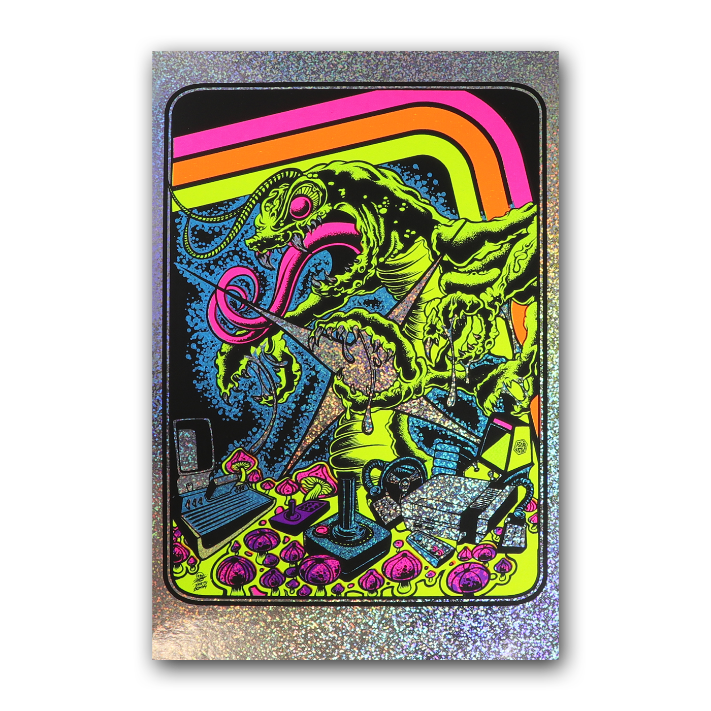 Centipede Attack Metallic Foil Blacklight Micro Poster