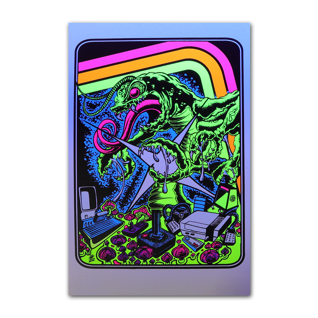 Centipede Attack Blacklight Micro Poster