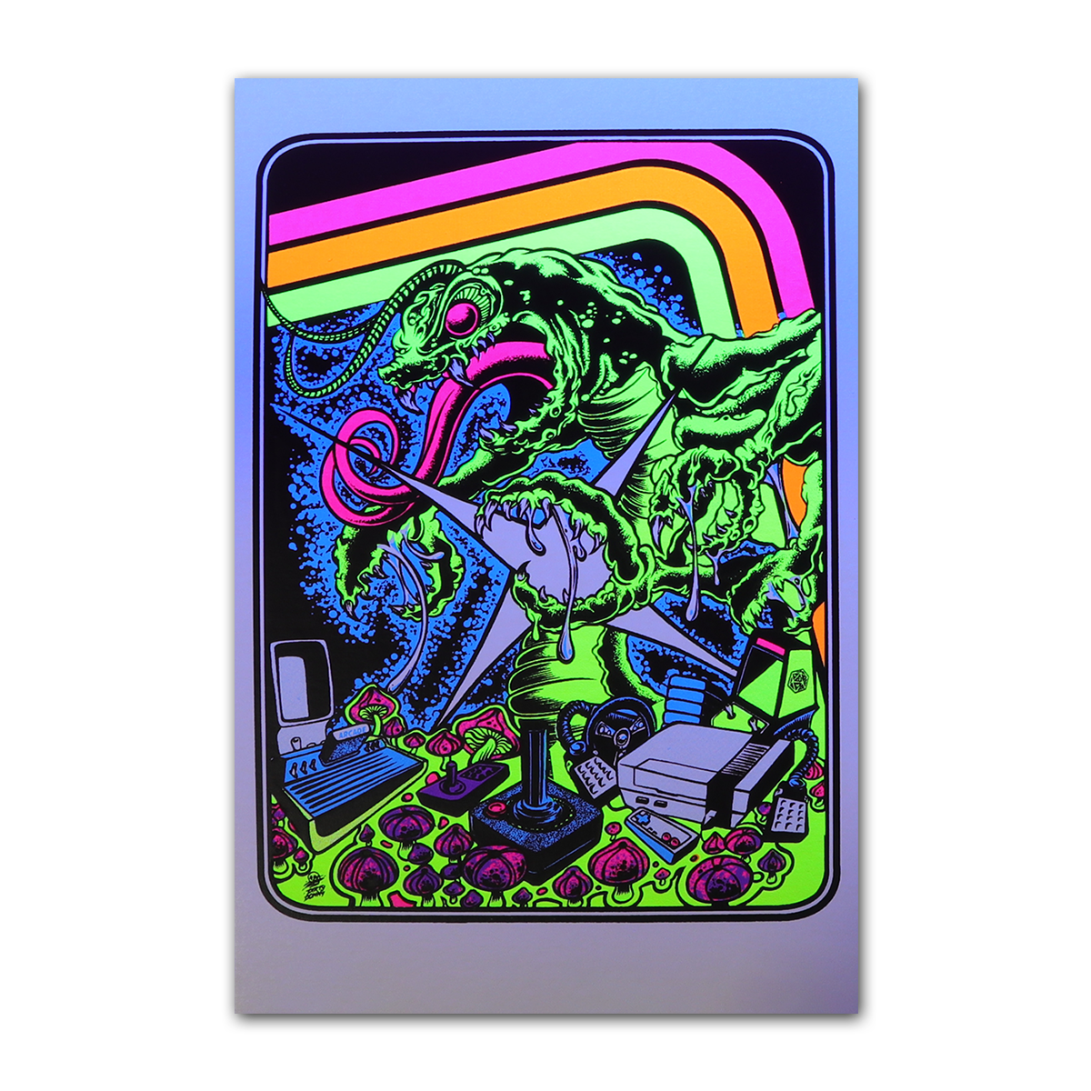 Centipede Attack Blacklight Micro Poster