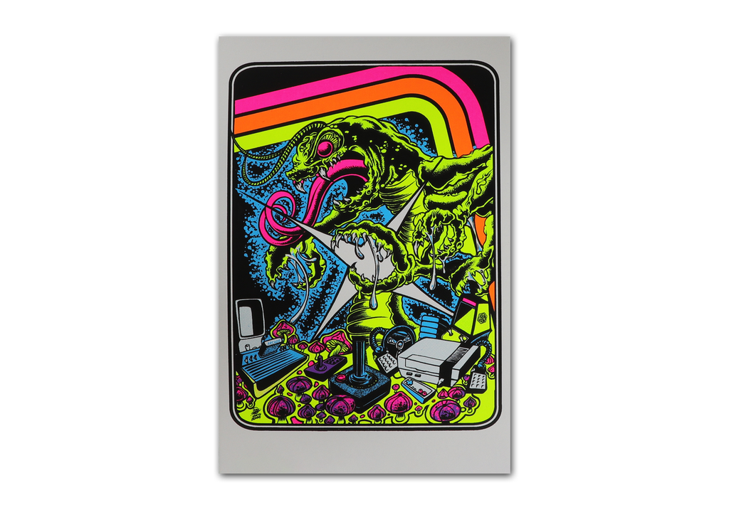 Centipede Attack Blacklight Micro Poster