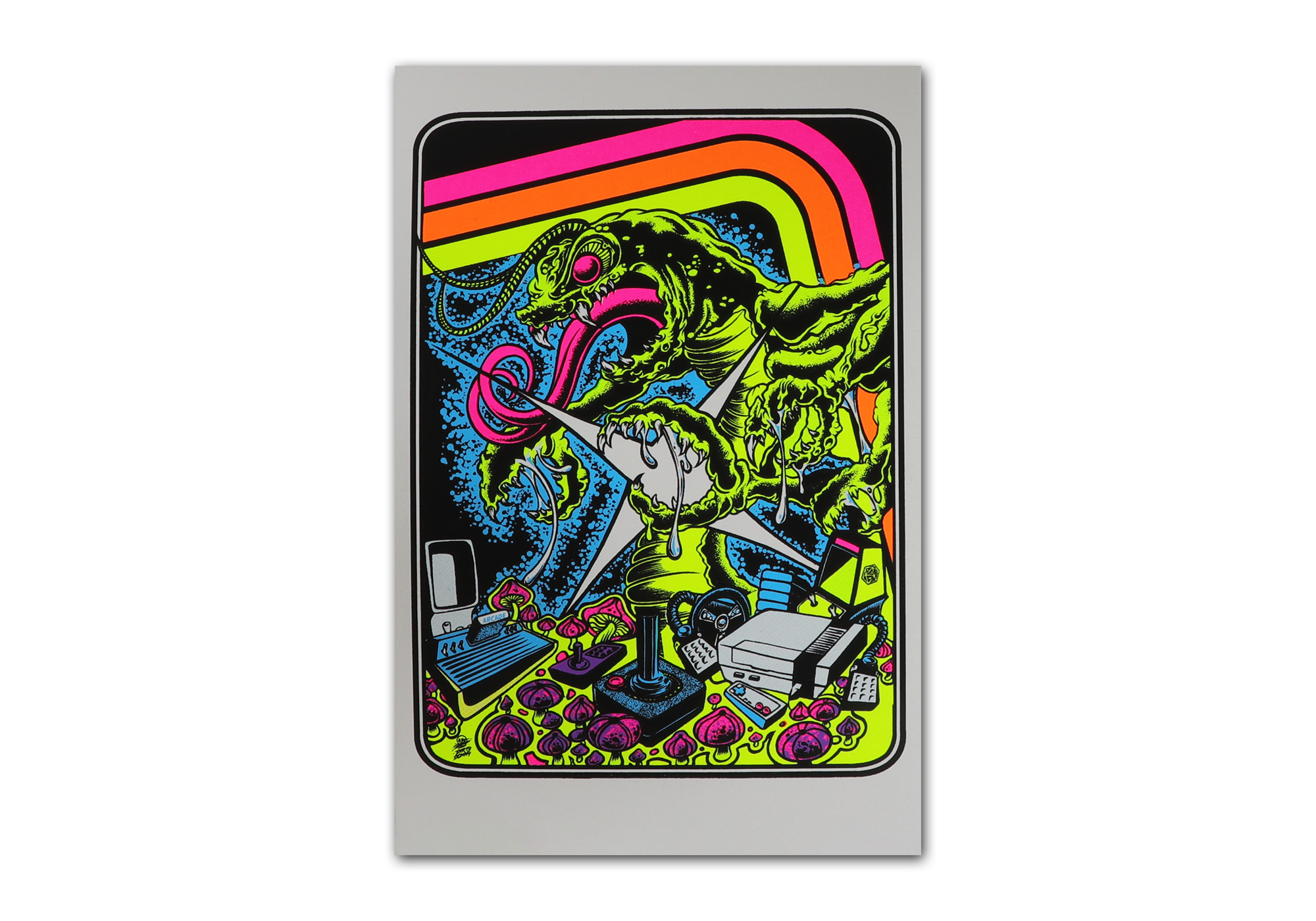 Centipede Attack Blacklight Micro Poster