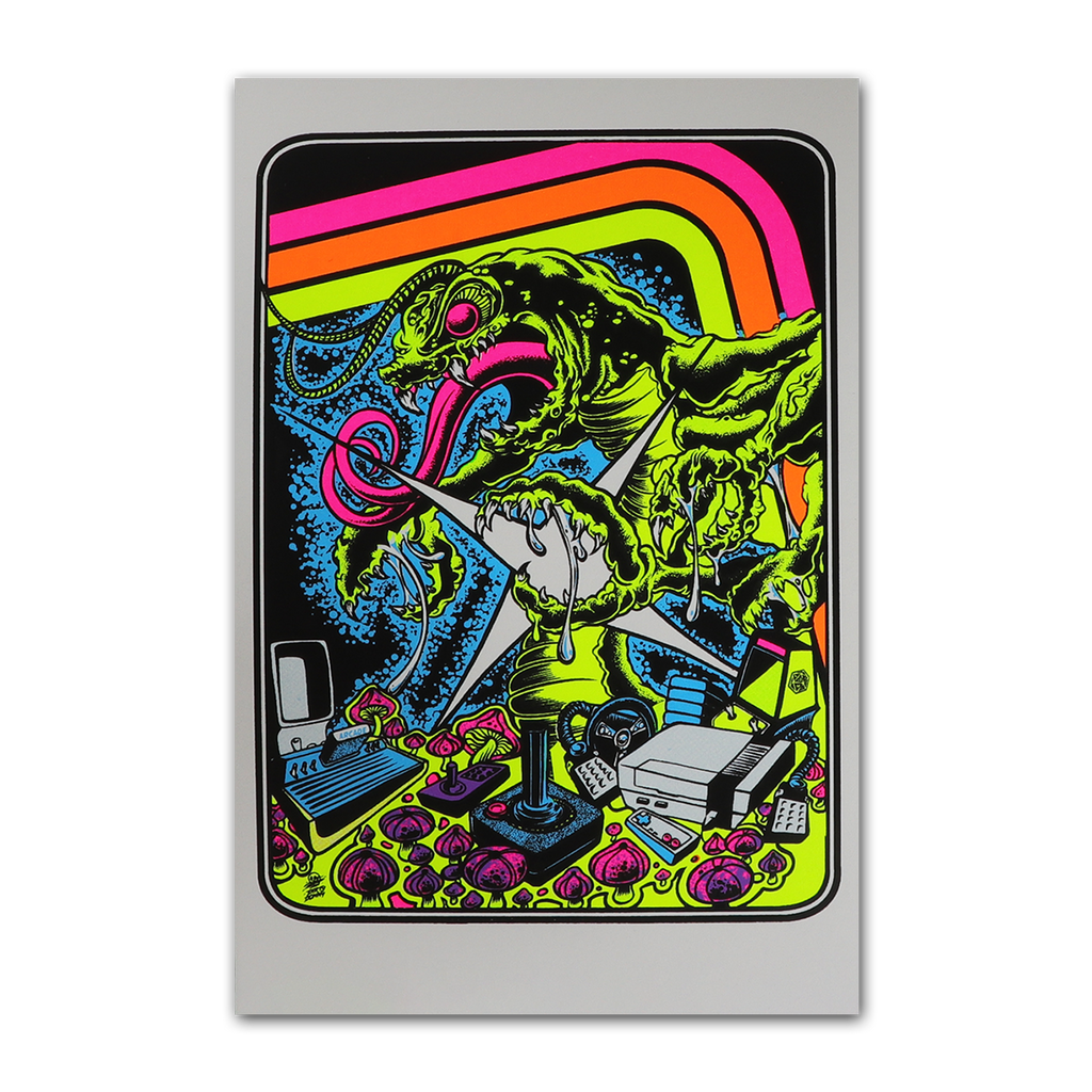 Centipede Attack Blacklight Micro Poster