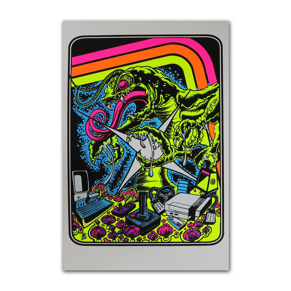 Centipede Attack Blacklight Micro Poster