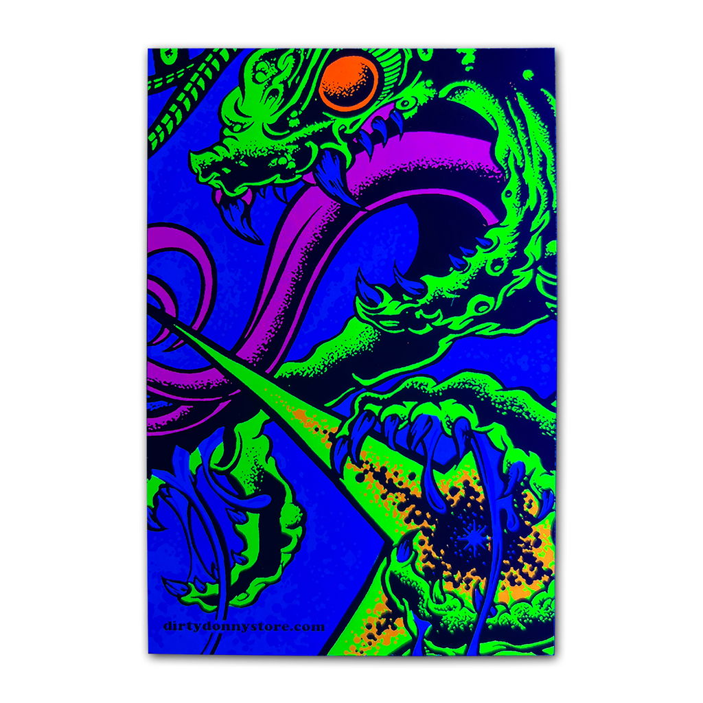 Centipede Attacks Zoom Blacklight Micro Poster