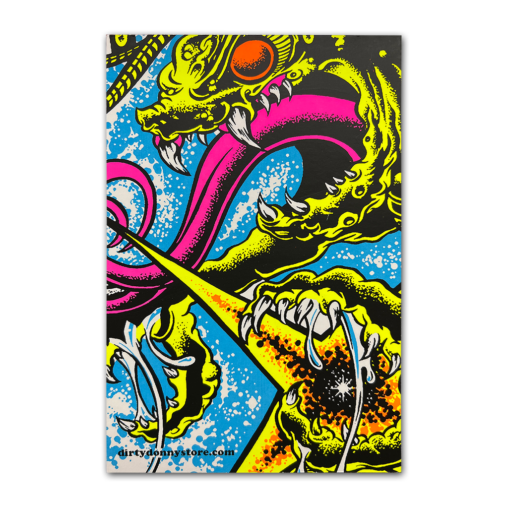 Centipede Attacks Zoom Blacklight Micro Poster