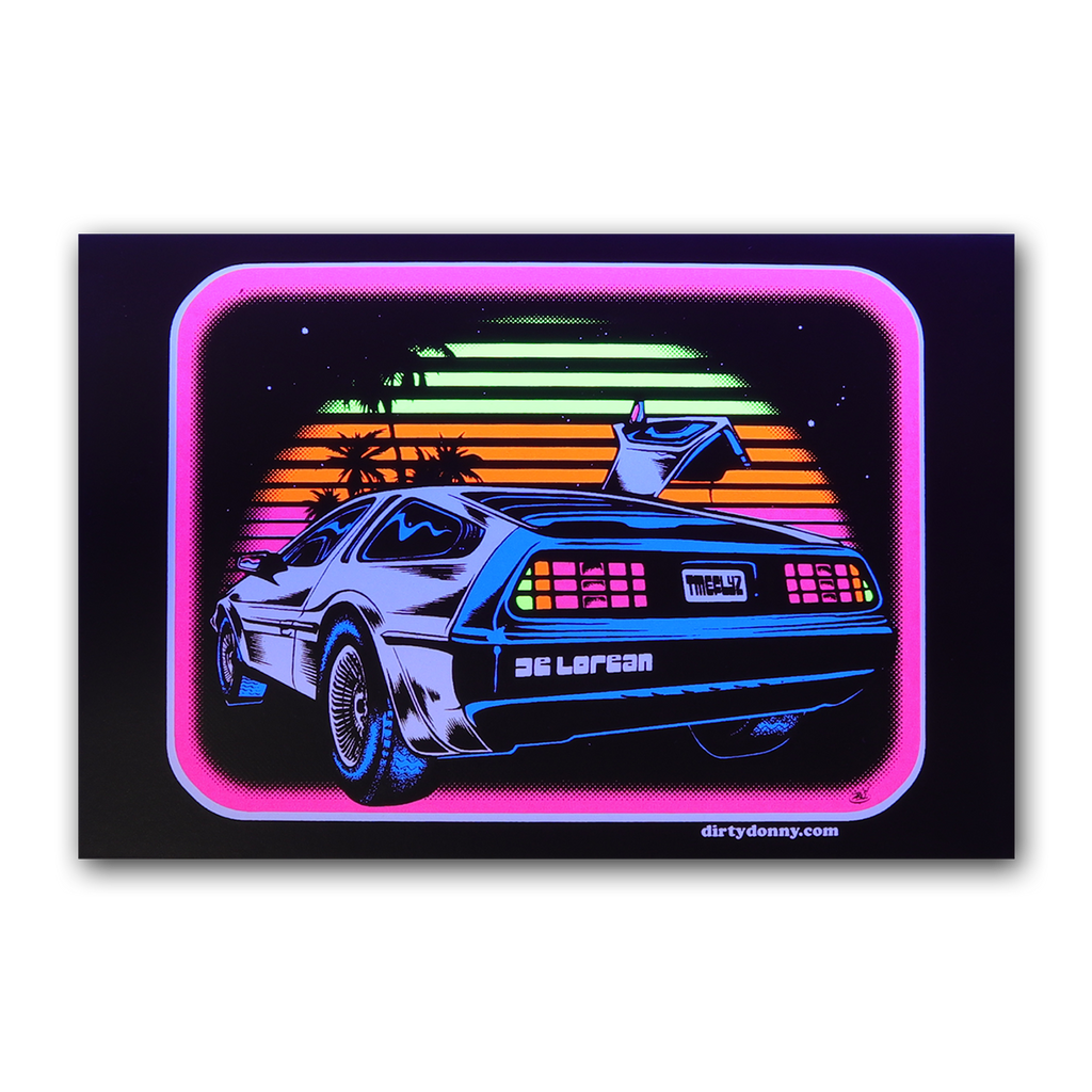 DeLorean Blacklight Micro Poster