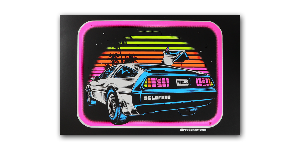 DeLorean Blacklight Micro Poster